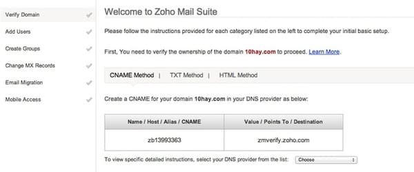 Cách tạo email tên miền riêng trên Zoho