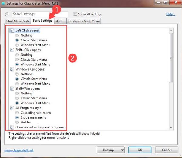 Cách dùng Classic Shell để tuỳ chỉnh menu trên Windows 7,8,10 2