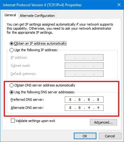 Khắc phục DNS bị lỗi cho Windows