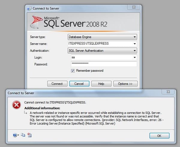 Khắc phục lỗi SQL cannot connect to server 2008