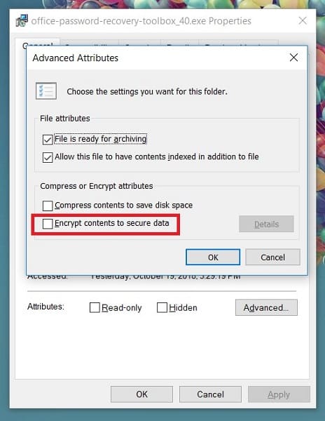 Turn off data encryption to fix access is denied error win 10 1 