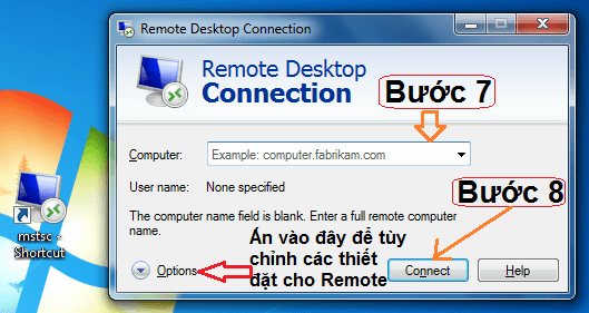 Cách sử dụng remote desktop connection trên Window 7/ Vista 1
