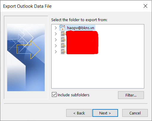 Hướng dẫn Export/Import Email Outlook - BKNS.VN